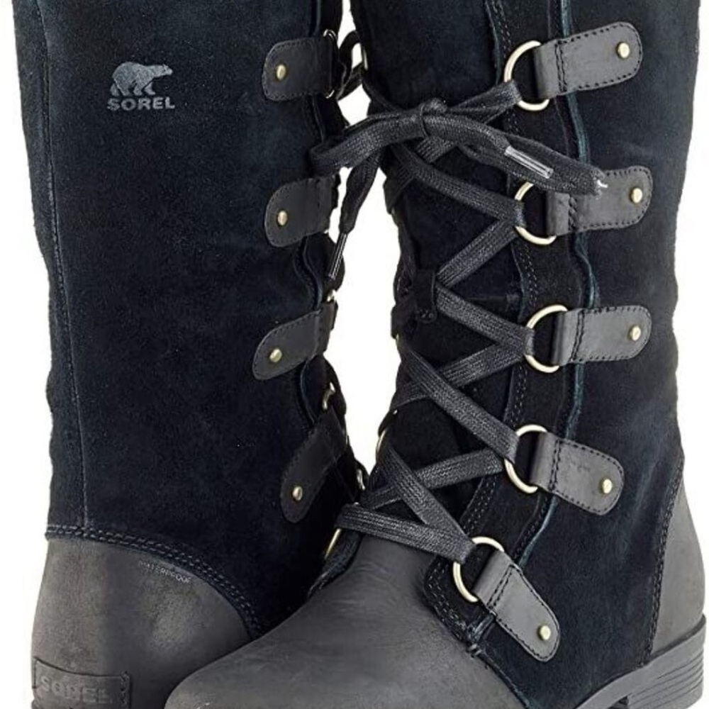 NWOB Sorel Emelie Women's Black Lace-Up Boots